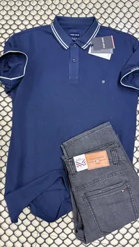 طقم ملابس رجالي بولو وجينز - توب ون وبلاسيو دينيم (Top One & Plasio Denim)