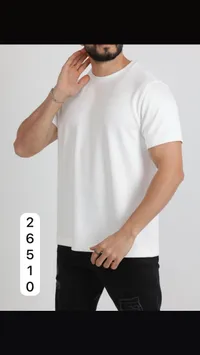 تيشيرت رجالي سادة - أبيض