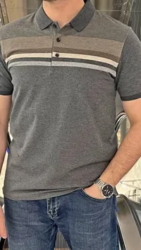 قميص بولو رجالي كاجوال مخطط