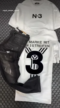 طقم ملابس رجالي صيفي - تيشيرت أبيض وبنطال جينز أسود (A-ONE)