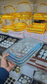 صينية بايركس زجاجية مستطيلة