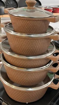 طقم طناجر جرانيت فاخر - بني