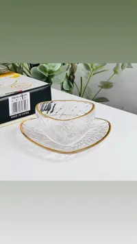 طقم فناجين قهوة زجاجي مثلث الشكل - موديل KX22970