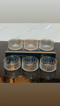 طقم زبادي زجاجية بحواف ذهبية - شاور هوم (Shawar Home)