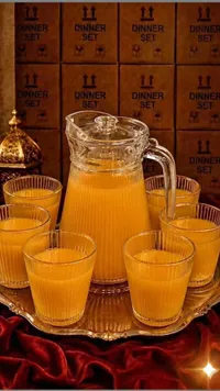 طقم ضيافة زجاجي (إبريق مع 6 أكواب)