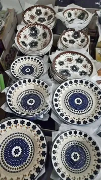 طقم أطباق تقديم سيراميك بنقوش زهرية