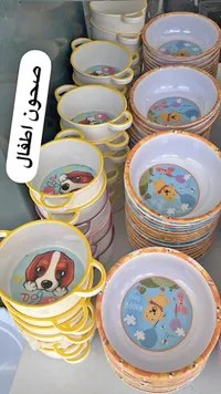 صحون طعام للأطفال برسومات كرتونية