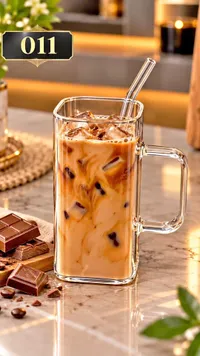 كوب زجاجي بمقبض مع ماصة - 011