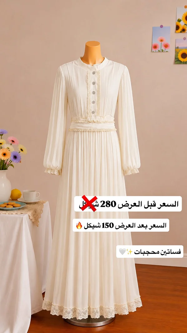 فستان سهرة طويل - فساتين محجبات - ملابس نسائية - سوق غزة