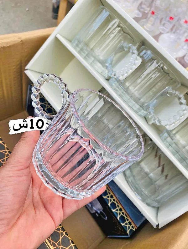 طقم أكواب زجاجية بتصميم عصري - أدوات منزلية - سوق غزة