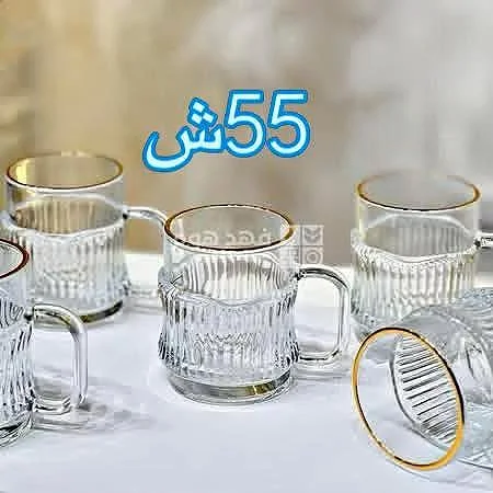 أكواب زجاجية بتصميم مموج (مجموعة) - أدوات منزلية - سوق غزة
