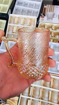 كوب زجاجي مزخرف - طقم ضيافة