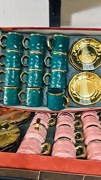 طقم فناجين قهوة سيراميك فاخر - ألوان متعددة