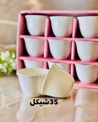 طقم فناجين قهوة بورسلين أبيض - سوق غزة