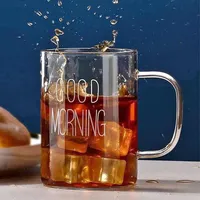 كوب زجاجي بتصميم صباح الخير