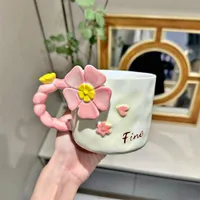 كوب سيراميك بتصميم الزهرة الوردية