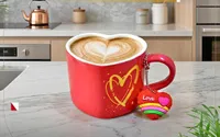 مج سيراميك بتصميم قلب مع تعليقة لوف