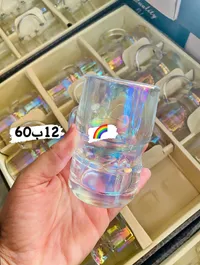 طقم أكواب زجاجية ملونة بقوس قزح - سوق غزة