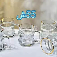 أكواب زجاجية بتصميم مموج (مجموعة) - سوق غزة