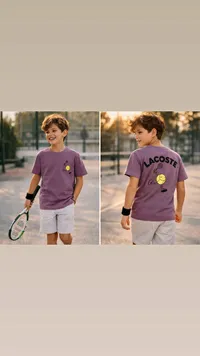 تيشيرت أطفال رياضي بطبعة كرة التنس - لاكوست (Lacoste)
