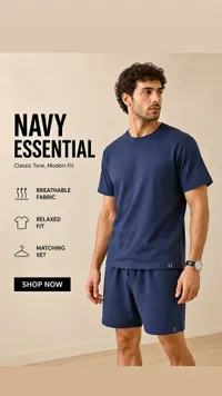 طقم بيجاما كحلي أساسي (Navy Essential)