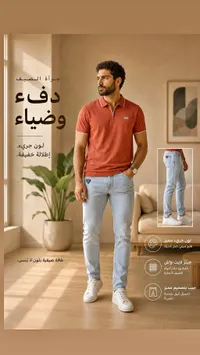 طقم ملابس رجالية - بولو وجينز (Guess)