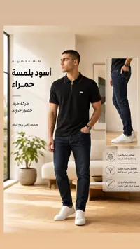 طقم رجالي أسود بلمسة حمراء