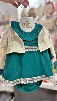 طقم فستان بناتي مع جاكيت دانتيل - ميني زين (Mini Zeyn)