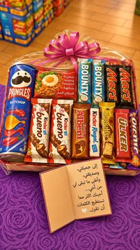 سلة شوكولاتة وبقالة متنوعة