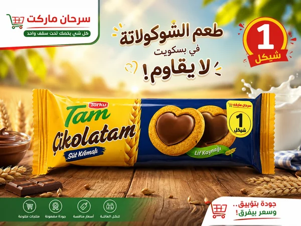 بسكويت محشو بكريمة الشوكولاتة - توركو (Torku) - مواد غذائية وبقالة - سوق غزة