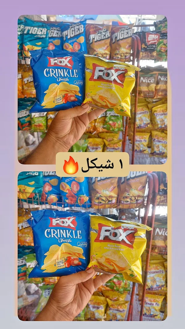 رقائق بطاطس فوكس - تشكيلة نكهات (Fox) - مواد غذائية وبقالة - سوق غزة
