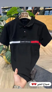 تيشيرت بولو رجالي أسود - تومي هيلفيغر (Tommy Hilfiger)