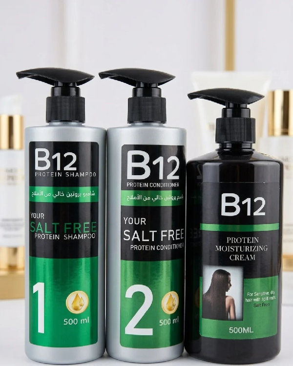 مجموعة العناية بالشعر B12 بروتين (شامبو + بلسم + كريم مرطب) - إكسسوارات ومكياج وعناية - سوق غزة