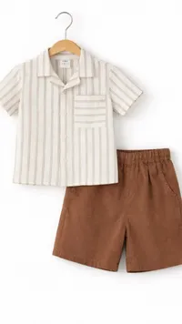 طقم قميص وشورت مخطط للأطفال
