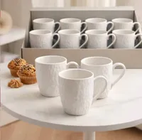 طقم أكواب قهوة وشاي سيراميك أبيض