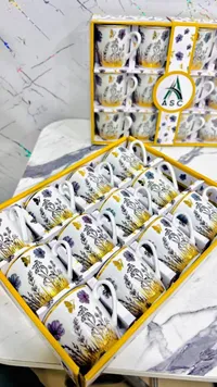 طقم فناجين قهوة بورسلين مزخرفة - إيه إس سي (ASC)