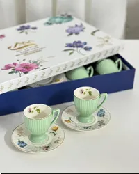 طقم فناجين قهوة بورسلين مزخرف بالورود - آرت أوف هوم (Art of Home)