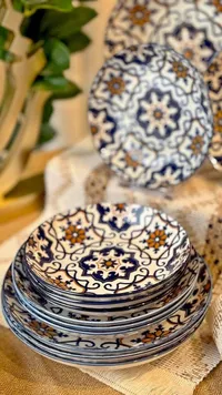 طقم صحون سيراميك بنقوش شرقية