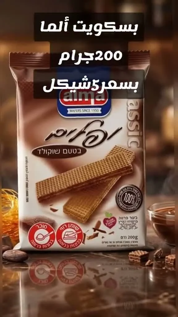 بسكويت ويفر بالشوكولاتة - ألما (Alma) - مواد غذائية وبقالة - سوق غزة