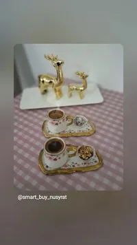 طقم قهوة عربية فاخر - غزالات ذهبية