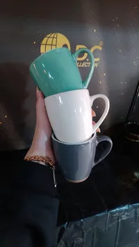 مجموعة أكواب سيراميك ملونة - 3 قطع