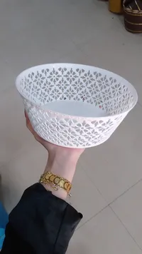 سلة مطبخ بلاستيكية بنقش أزهار