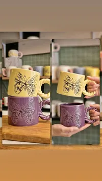 مج سيراميك بتصميم الفراشة البارزة