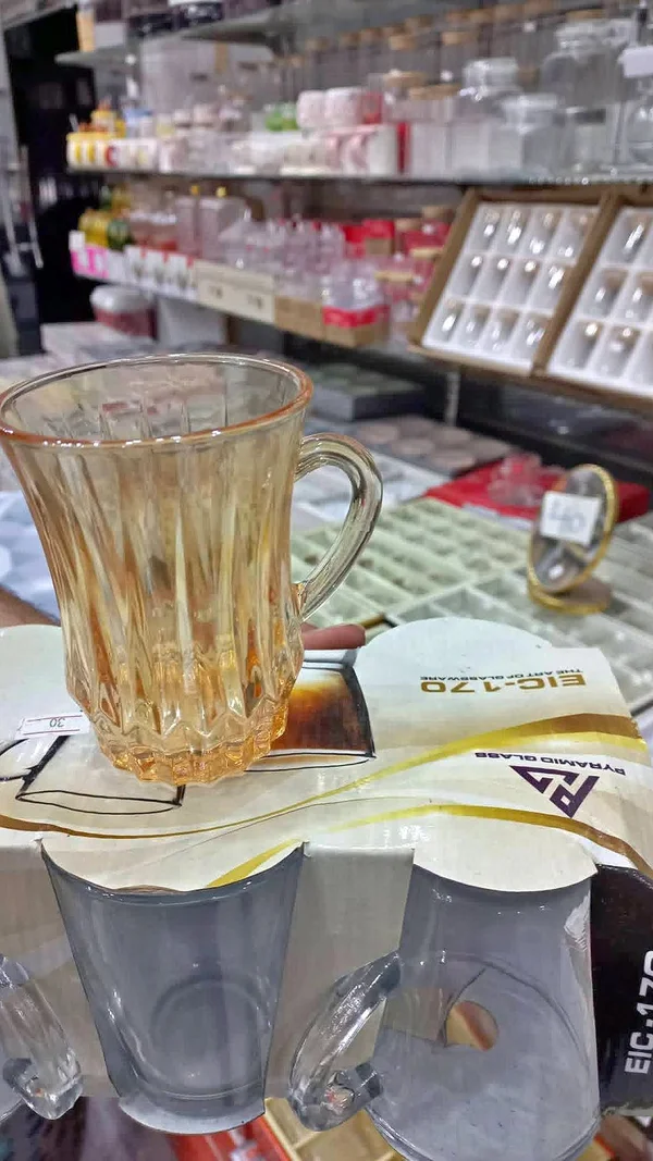 طقم أكواب زجاجية ملونة - بيراميد جلاس (Pyramid Glass) - أدوات منزلية - سوق غزة