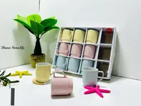 طقم أكواب سيراميك ملونة - شمر هوم لايف (Shamar Home Life)