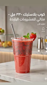 كوب بلاستيكي مزخرف للمشروبات الباردة 330 مل