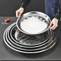 طقم صواني تقديم دائرية من الستانلس ستيل