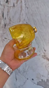 طقم أكواب زجاجية ملونة بنقوش ذهبية