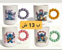 مج سيراميك بتصميم ستيتش مع مقبض كروي مميز - سوق غزة