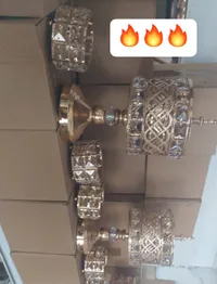 طقم براسيل فضي معدني مزخرف